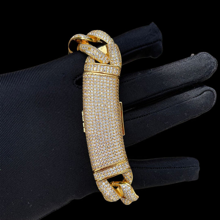 20MM Big Clasp Thick Miami Cuban Iced Out Diamond Bracelet