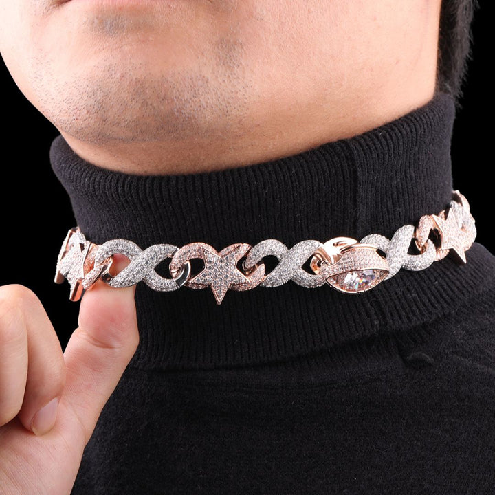 20MM Star Infinity Linked Diamond Eye Iced Out Necklace Chain