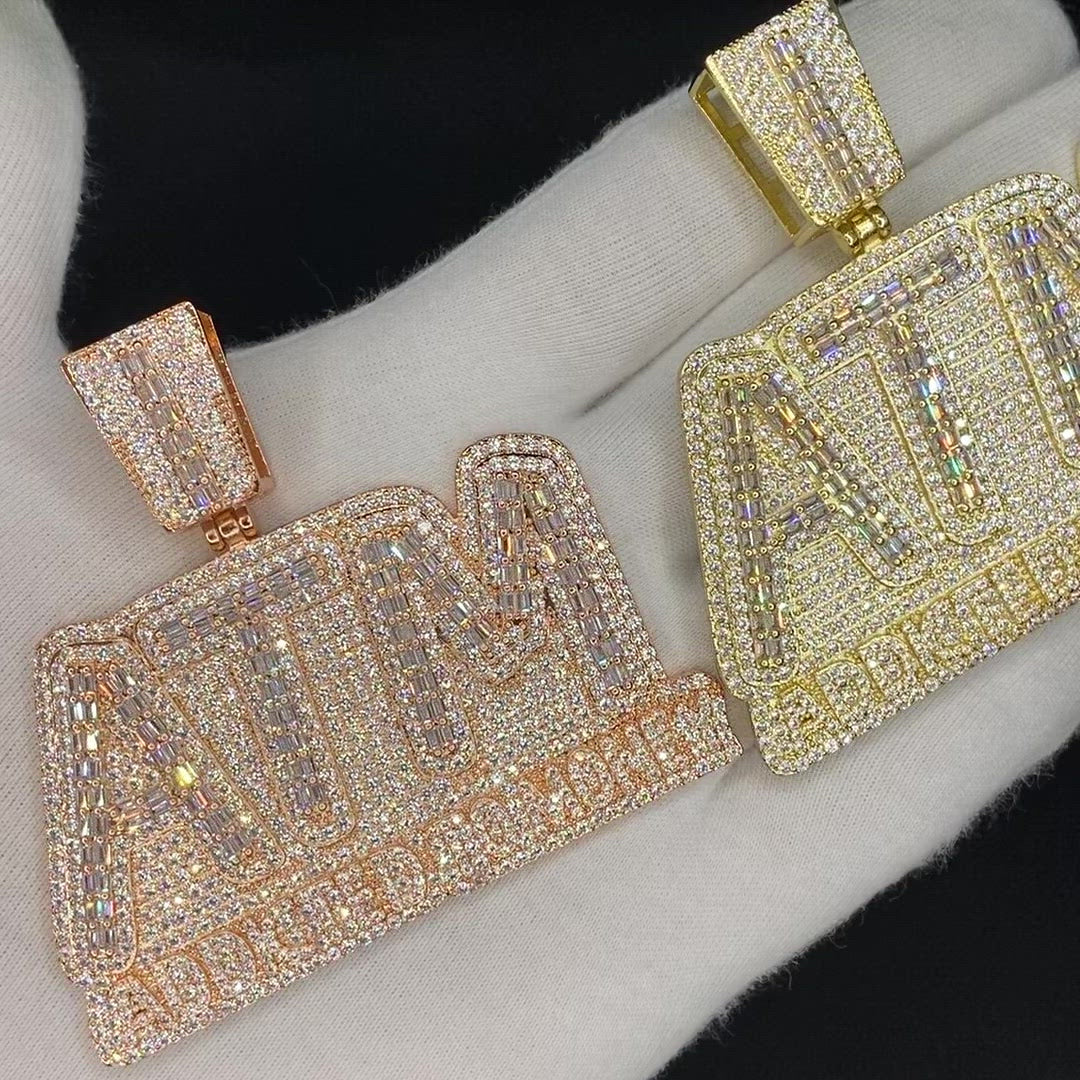ATM Addicted To Money Iced Out Letter Diamond Pendant Necklace