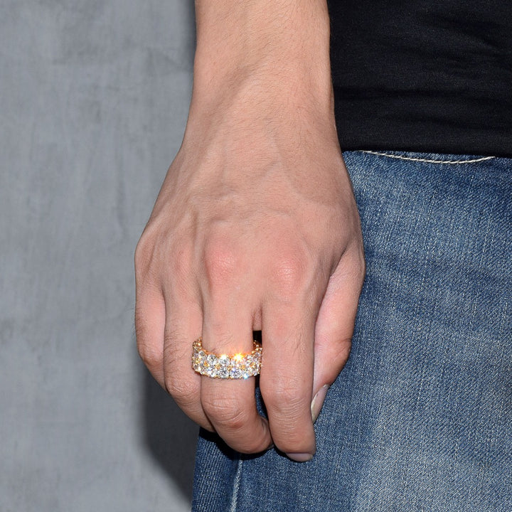 Tennis Two Rows Solitaire Couples Iced Out Diamond Ring