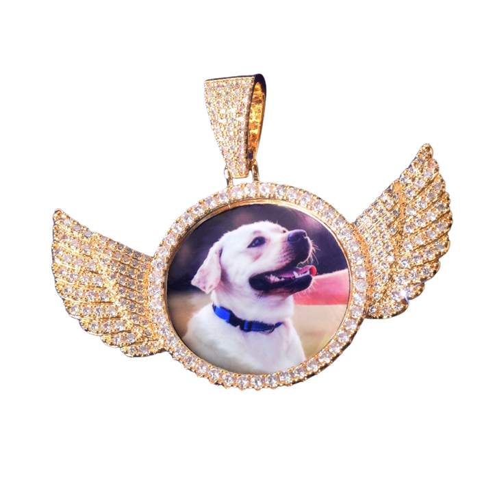 Wings Pave Charm Tennis Custom Photo Picture Pendant Necklace