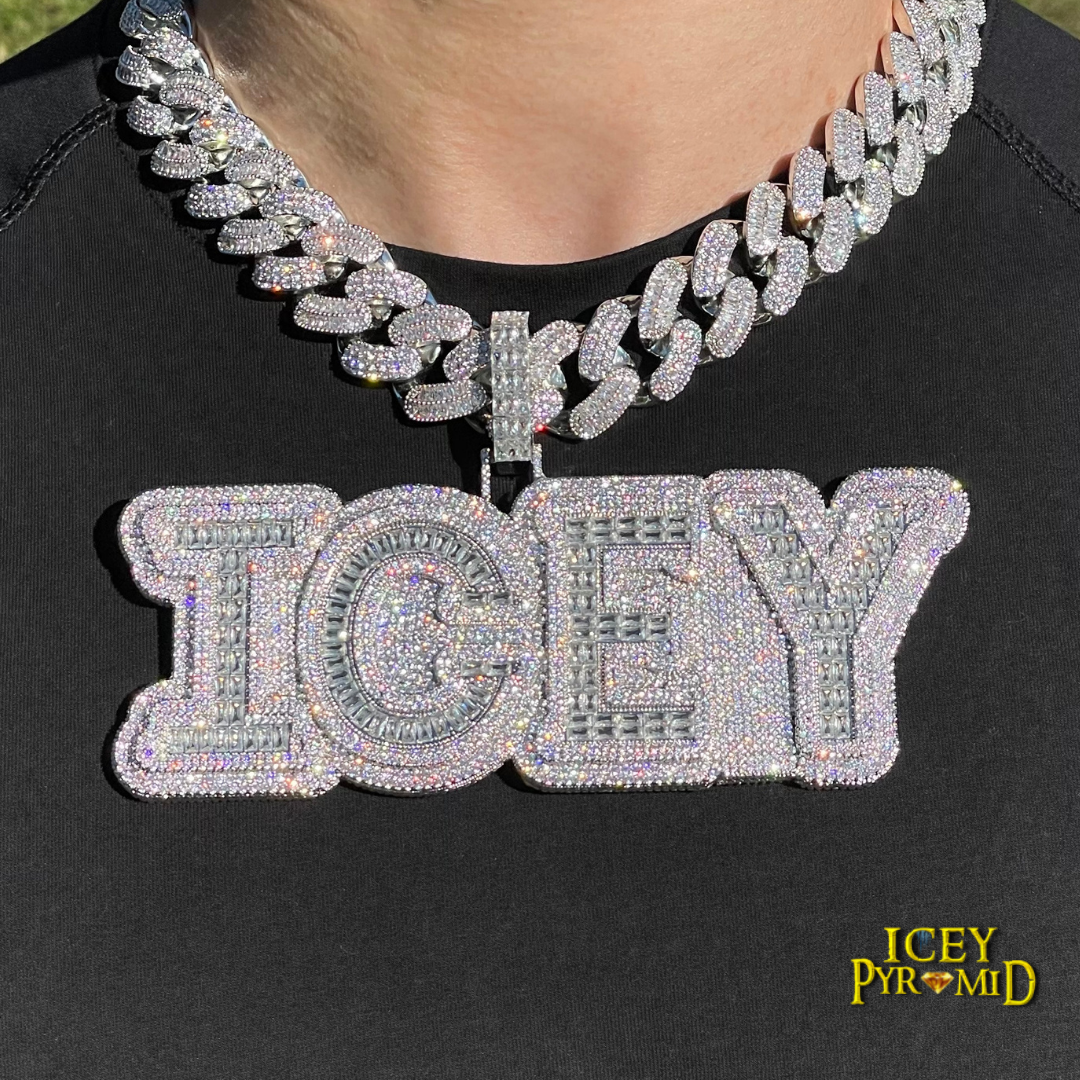 Overflow Stones Loaded with Diamond Iced Out Personalized Custom Name Necklace Pendant