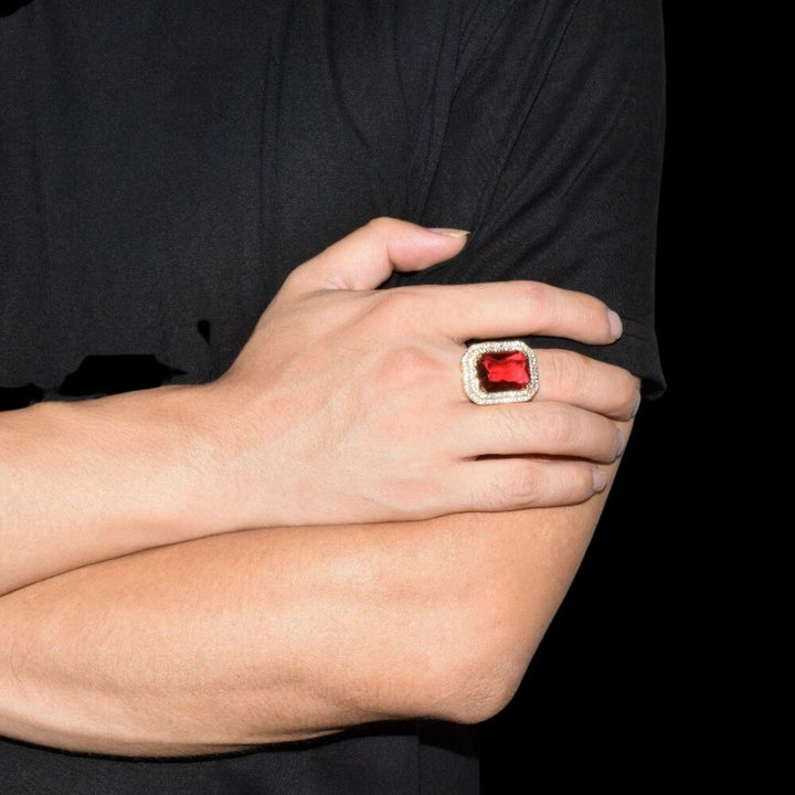 Emerald Stones Iced Out Diamond Ring