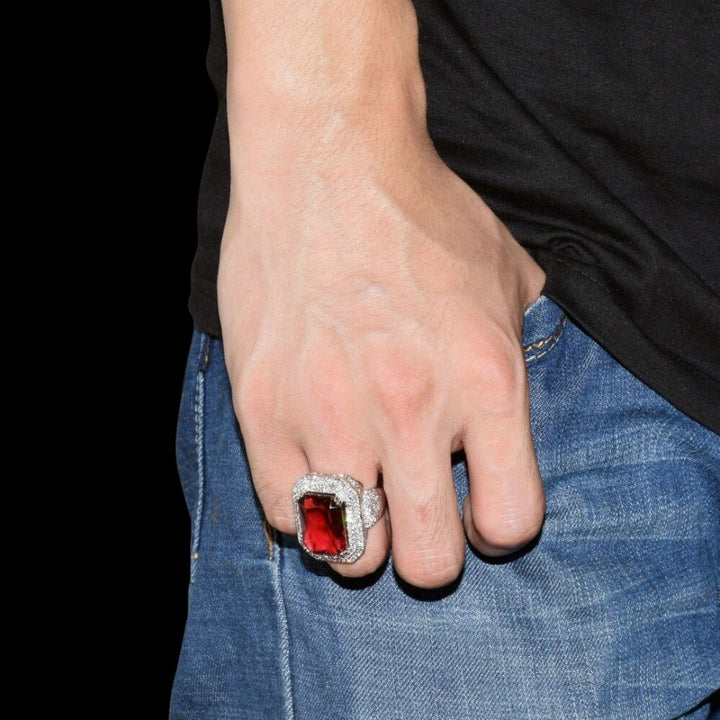 Emerald Stones Iced Out Diamond Ring