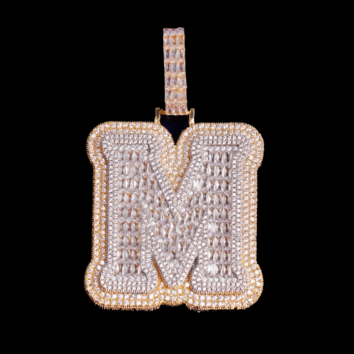 Iced and Diamond Two Layers Iced Out Initial Custom Name Necklace Pendant