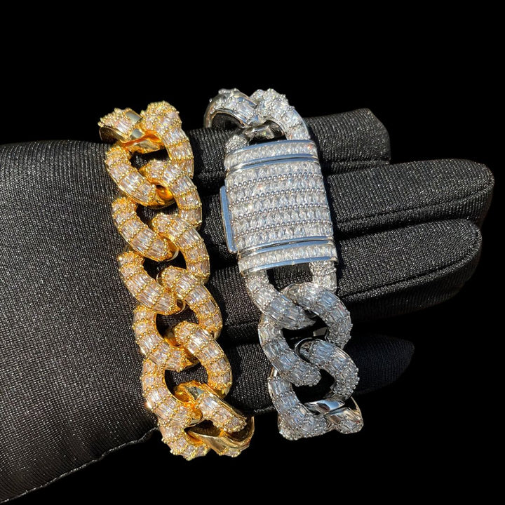 19MM Fully Baguette Cuban Link Iced Out Diamond Bracelet