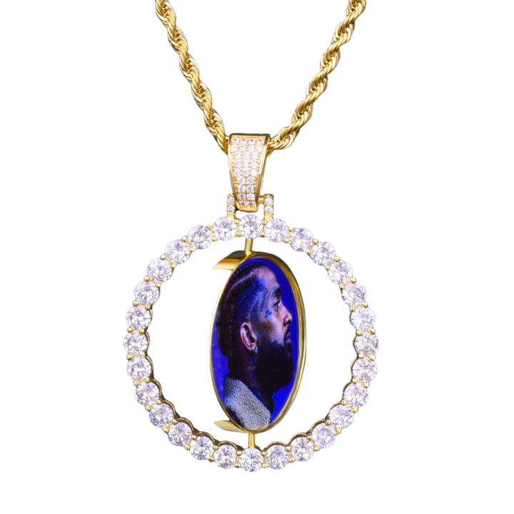 Rotating Double-Sided Medallions Spinning Custom Photo Picture Pendant Necklace