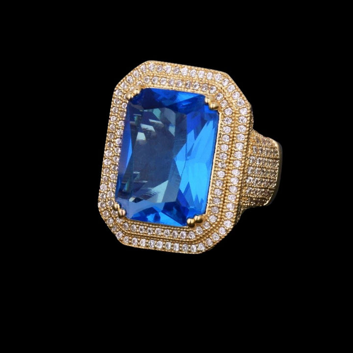 Emerald Stones Iced Out Diamond Ring