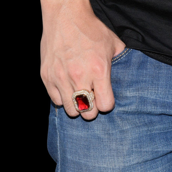 Emerald Stones Iced Out Diamond Ring