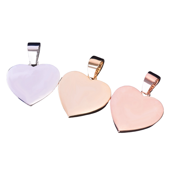 Heart Tennis Bail Solid Back Custom Photo Picture Pendant Necklace