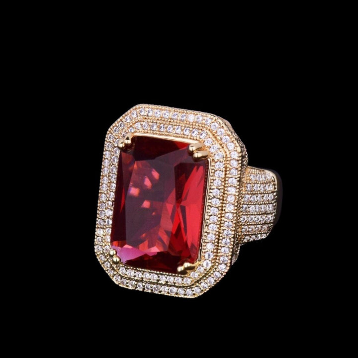 Emerald Stones Iced Out Diamond Ring