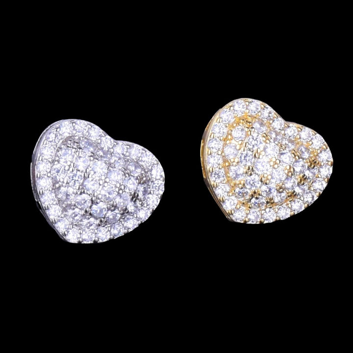 14MM Tennis Heart Iced Out Diamond Stud Earrings
