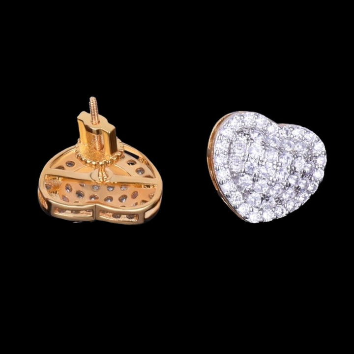 14MM Tennis Heart Iced Out Diamond Stud Earrings