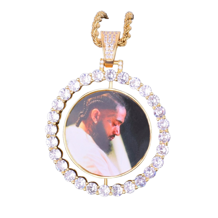 Rotating Double-Sided Medallions Spinning Custom Photo Picture Pendant Necklace