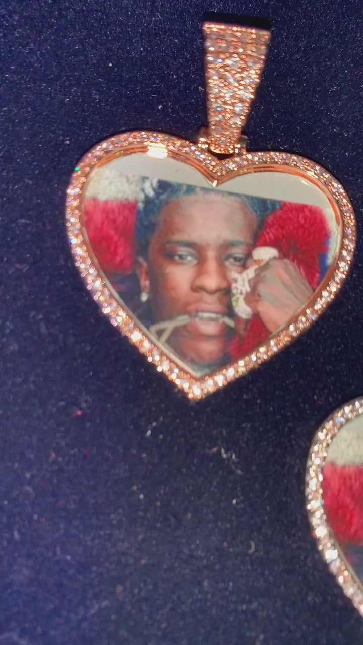 Heart Tennis Bail Solid Back Custom Photo Picture Pendant Necklace