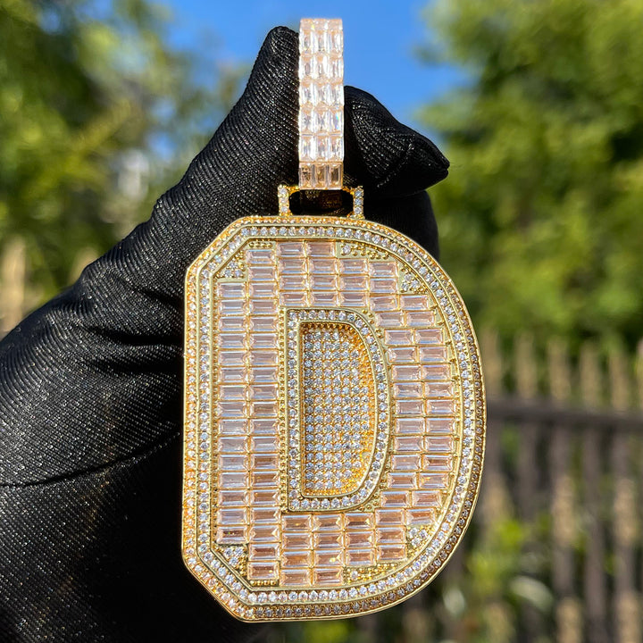 Diamond Edition Two Layers A~Z Iced Out Initial Custom Name Necklace Pendant