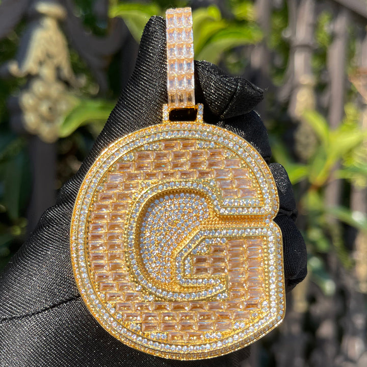 Diamond Edition Two Layers A~Z Iced Out Initial Custom Name Necklace Pendant