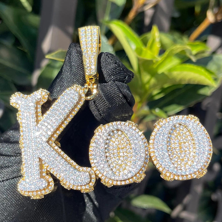 Two Tone Melting Edition Iced Out Personalized Custom Name Necklace Pendant