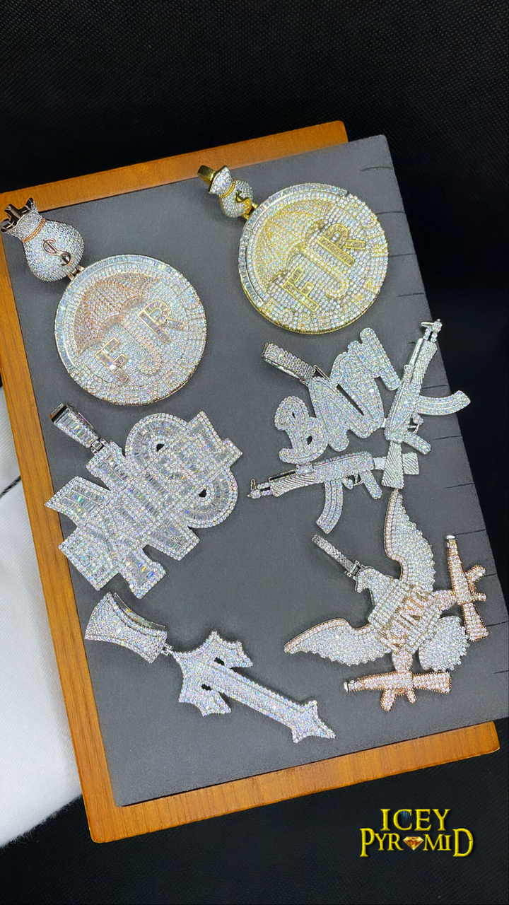 Baby with Double AK Iced Out Letter Diamond Pendant Necklace