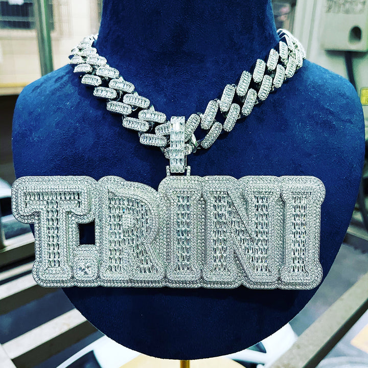 Drip Hard Style Iced Out Personalized Custom Name Necklace Pendant