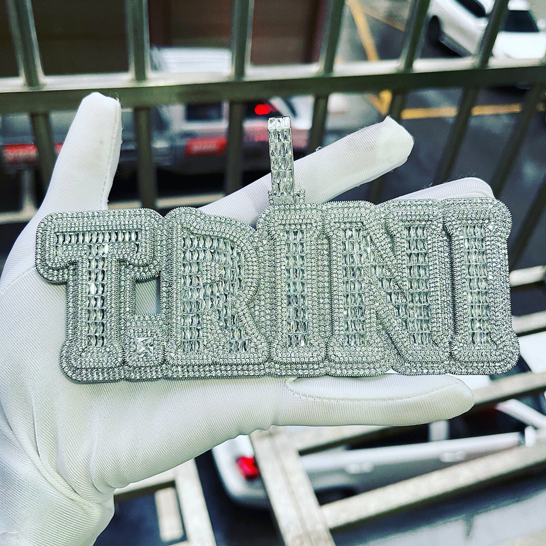 Drip Hard Style Iced Out Personalized Custom Name Necklace Pendant