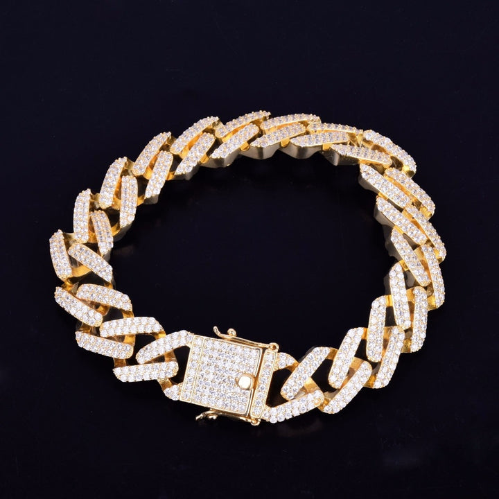 14MM Miami Cuban Link Iced Out Diamond Necklace Bracelet Set