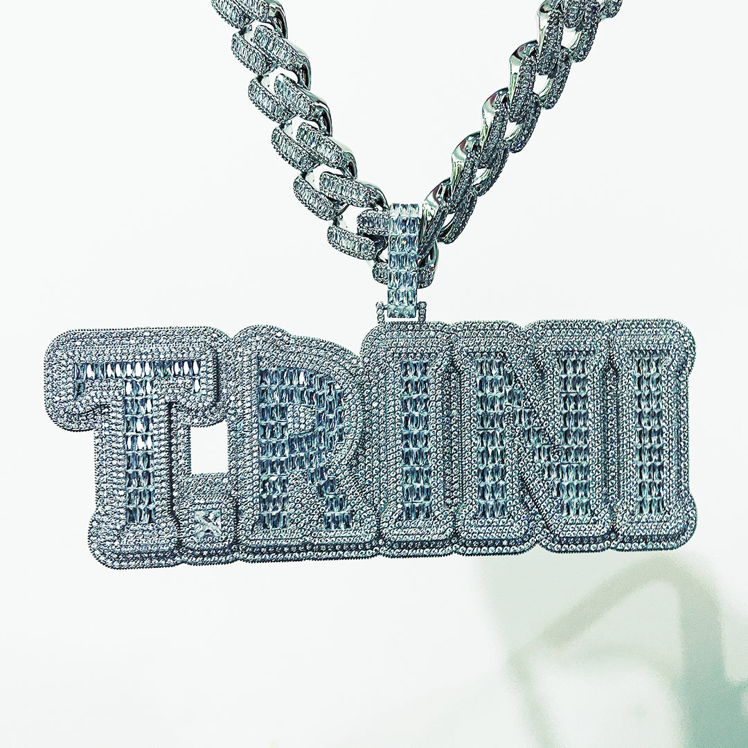 Drip Hard Style Iced Out Personalized Custom Name Necklace Pendant