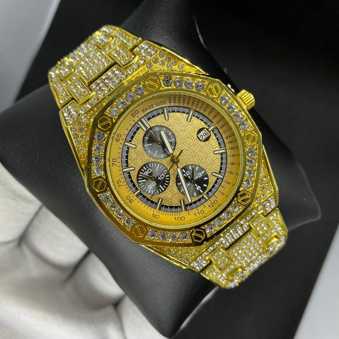 18K Iced Out Chronograph Luxury Watch - Icey Pyramid