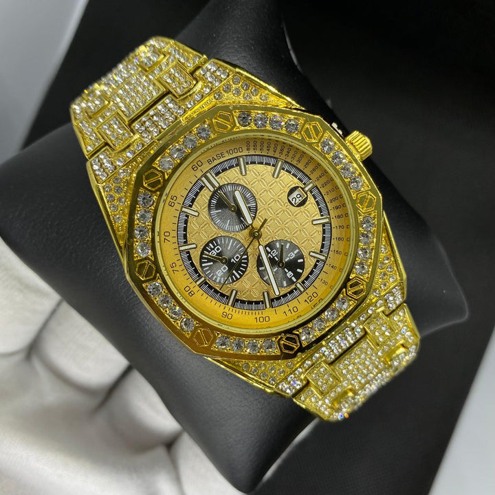 18K Iced Out Chronograph Luxury Watch - Icey Pyramid