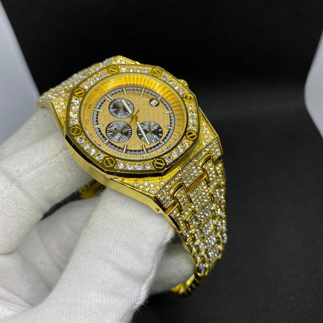 18K Iced Out Chronograph Luxury Watch - Icey Pyramid