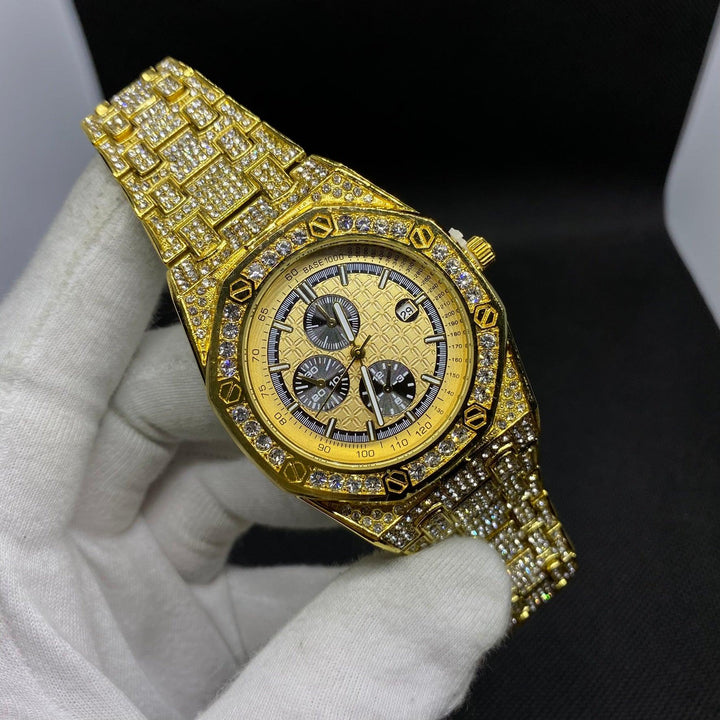 18K Iced Out Chronograph Luxury Watch - Icey Pyramid