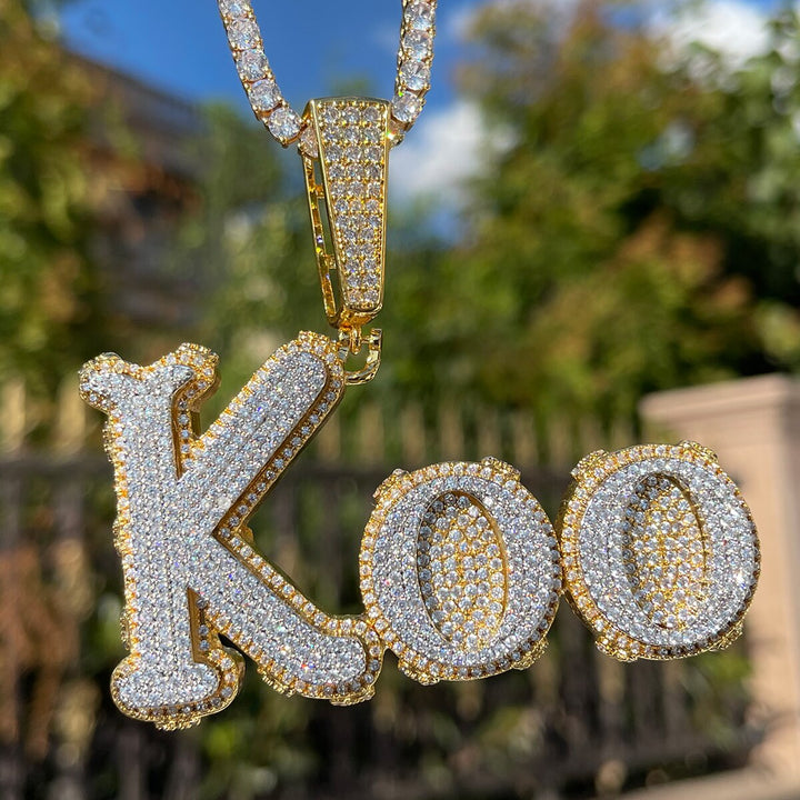 Two Tone Melting Edition Iced Out Personalized Custom Name Necklace Pendant