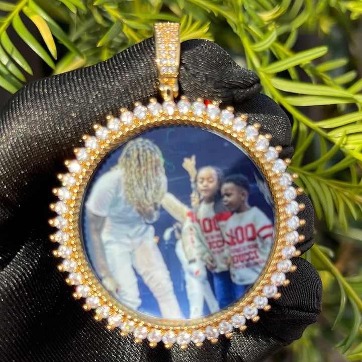 Round Tennis Rope Edges Custom Photo Picture Pendant Necklace