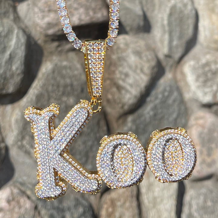 Two Tone Melting Edition Iced Out Personalized Custom Name Necklace Pendant