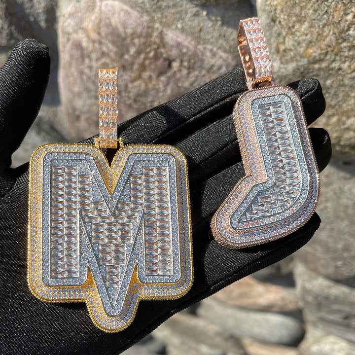 Lightning Iced Out Initial Custom Name Necklace Pendant