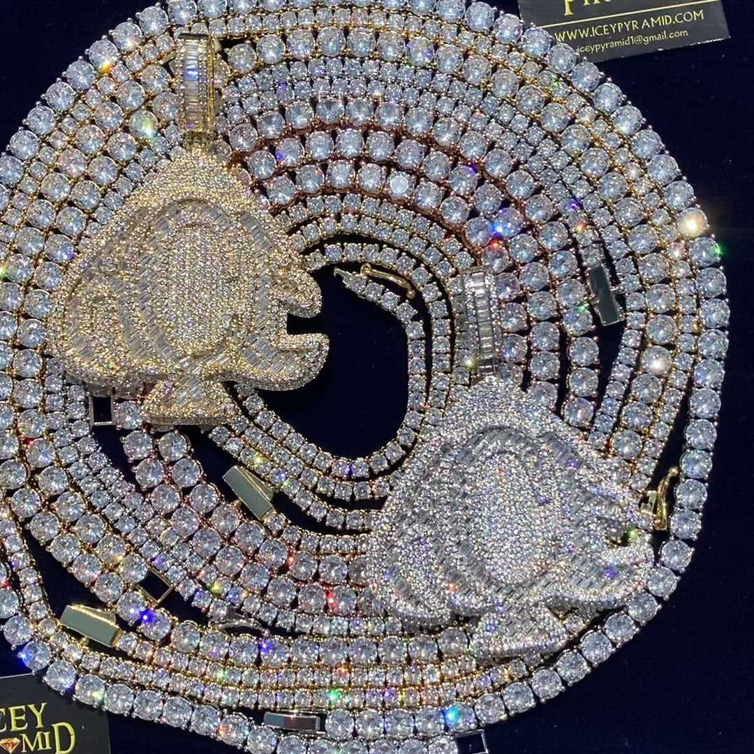 Ace of Spades Iced Out Diamond Pendant Necklace