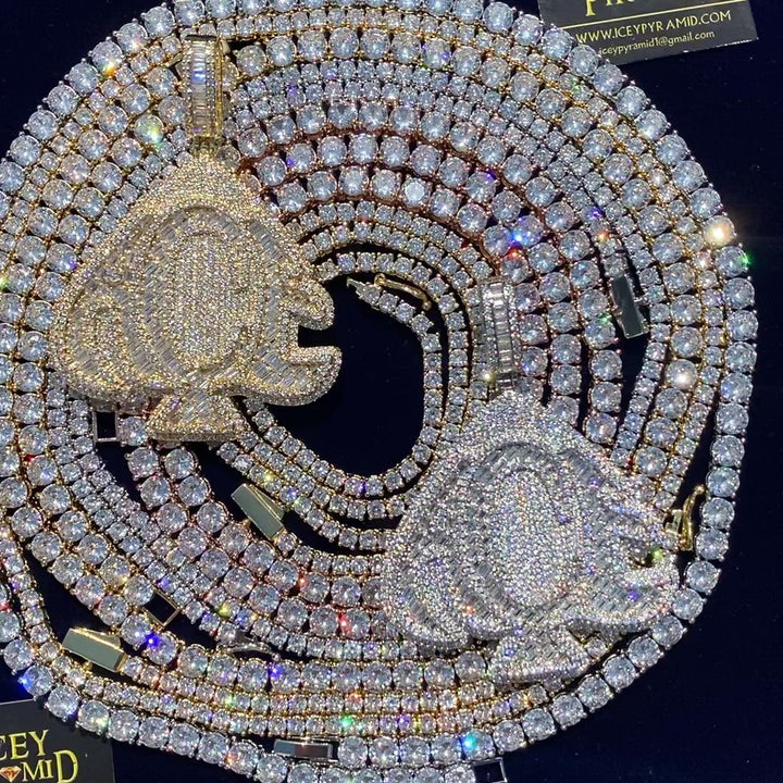 Ace of Spades Iced Out Diamond Pendant Necklace