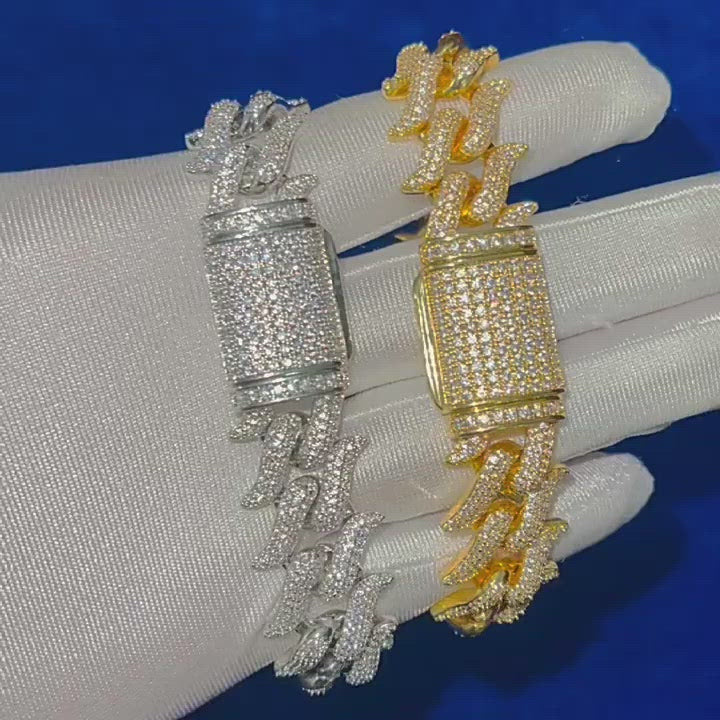 19MM Mustache Iced Out Diamond Bracelet