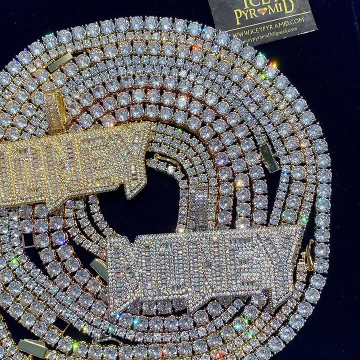 Money Iced Out Letter Diamond Pendant Necklace