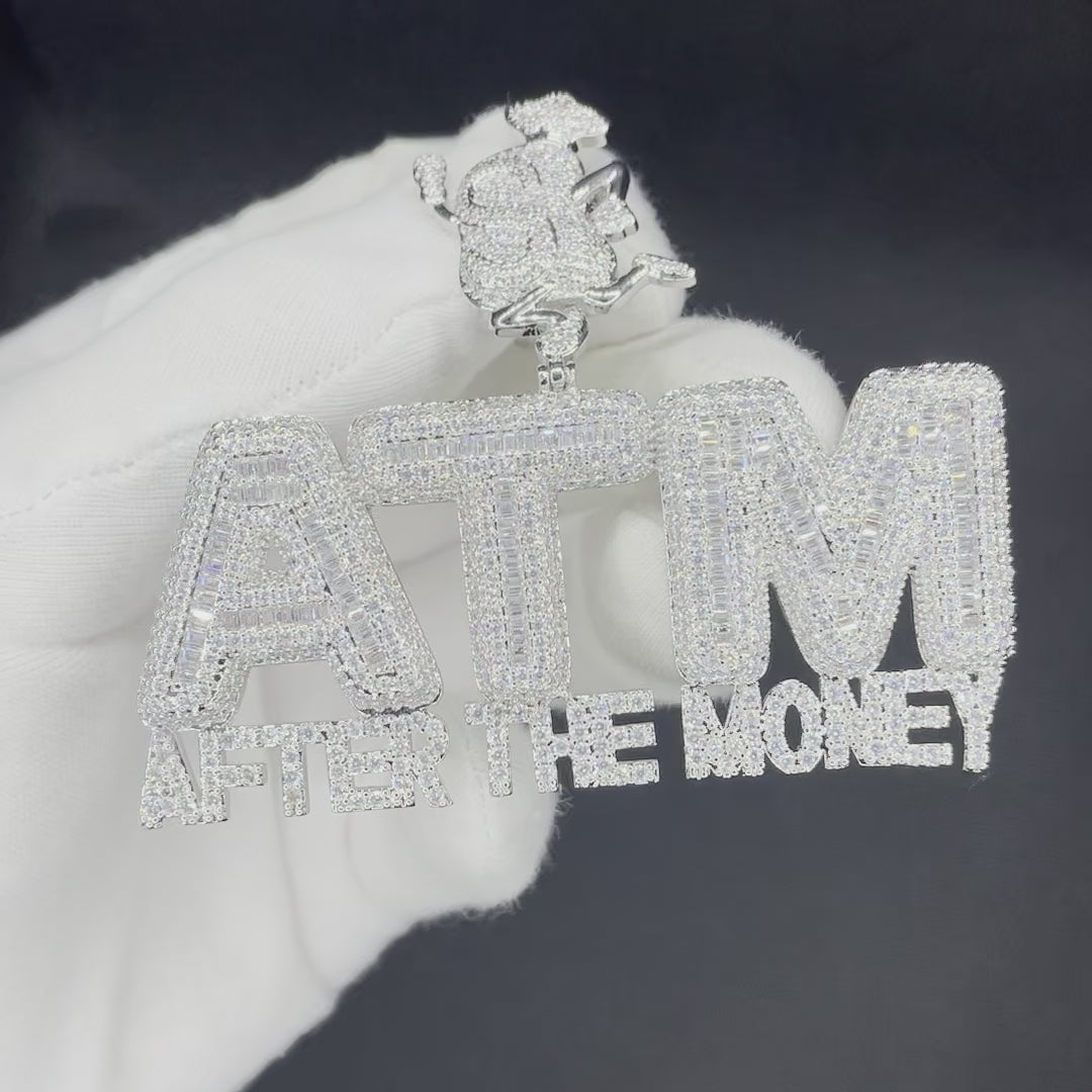 ATM After The Money Iced Out Letter Diamond Pendant Necklace