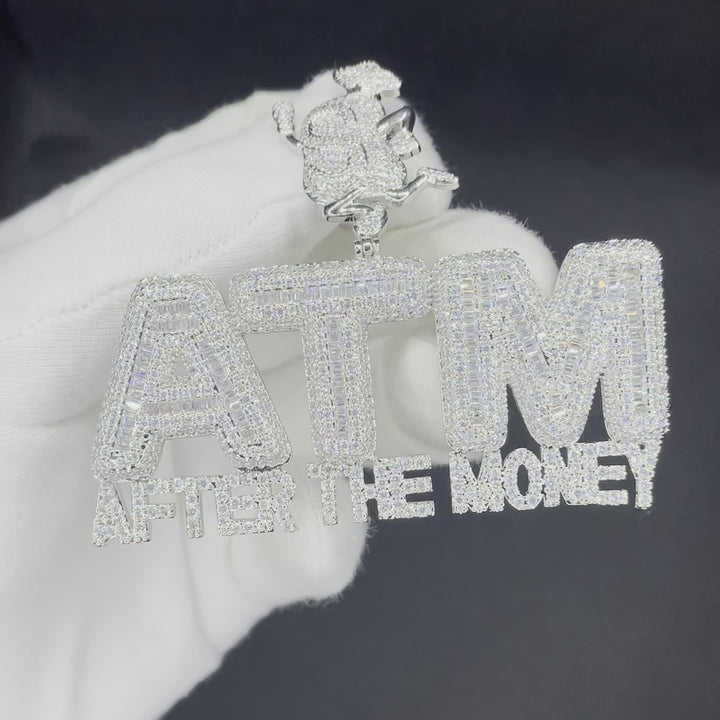 ATM After The Money Iced Out Letter Diamond Pendant Necklace