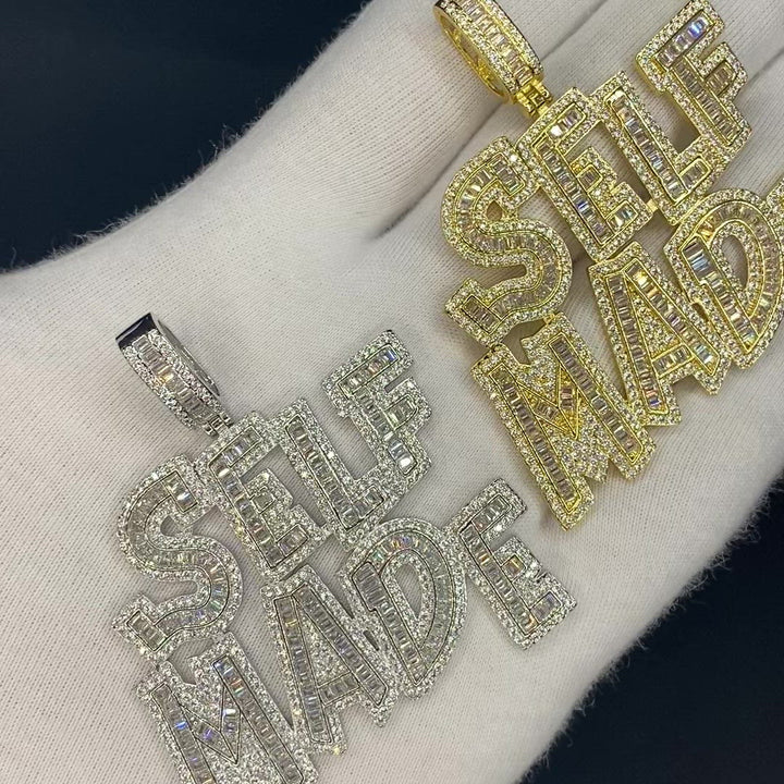 Self Made Iced Out Letter Diamond Pendant Necklace