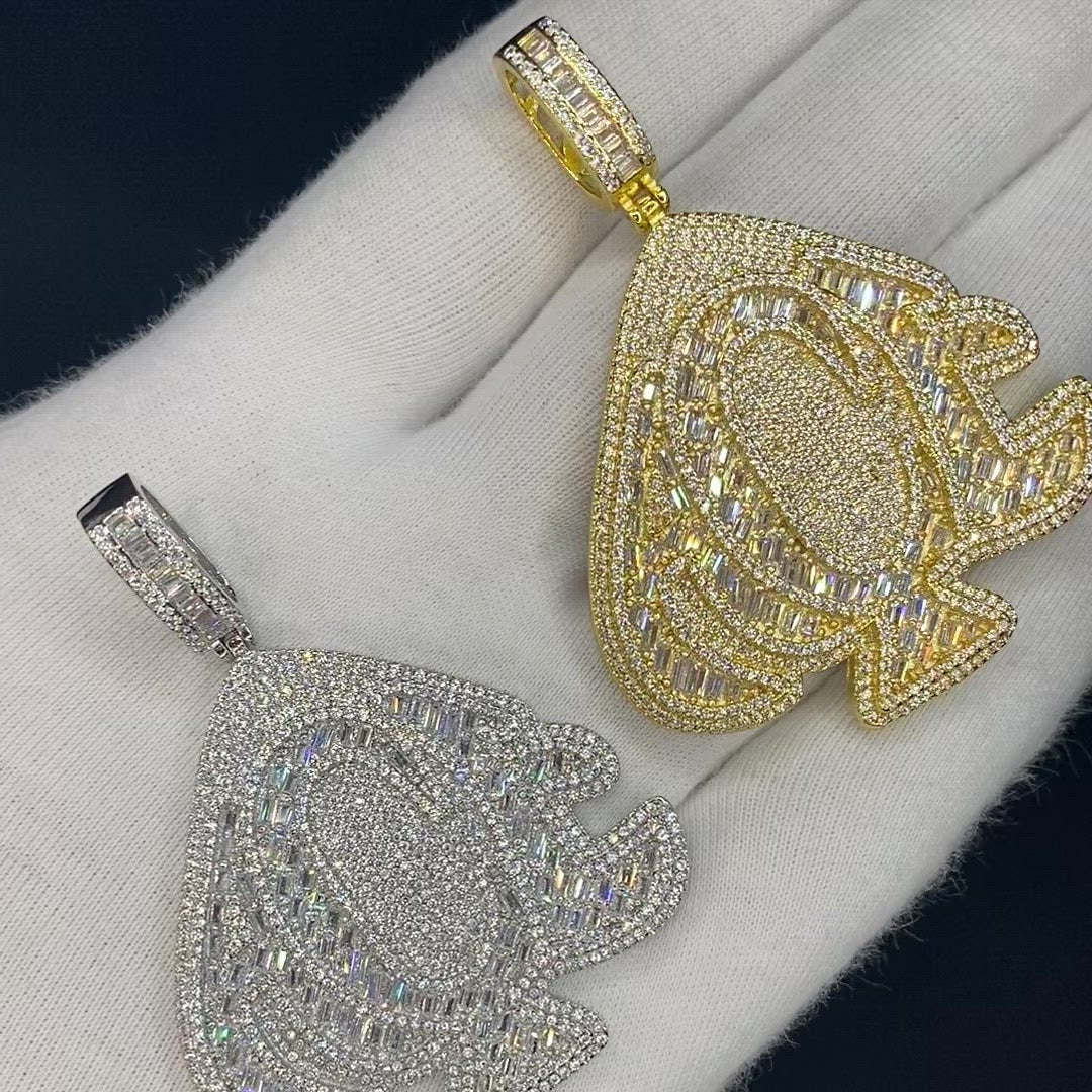 Ace of Spades Iced Out Diamond Pendant Necklace
