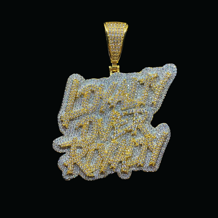 Loyalty Over Royalty Iced Out Letter Diamond Pendant Necklace
