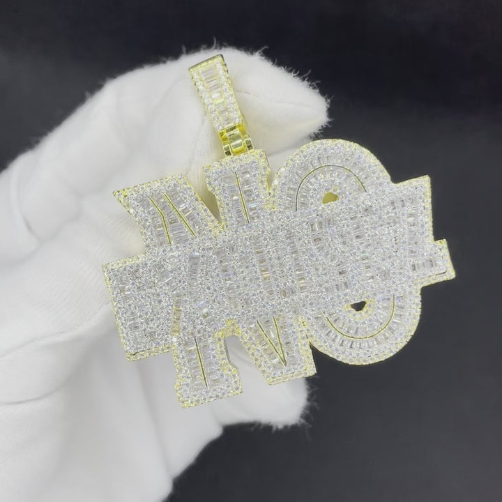 No Excusez Iced Out Letter Diamond Pendant Necklace