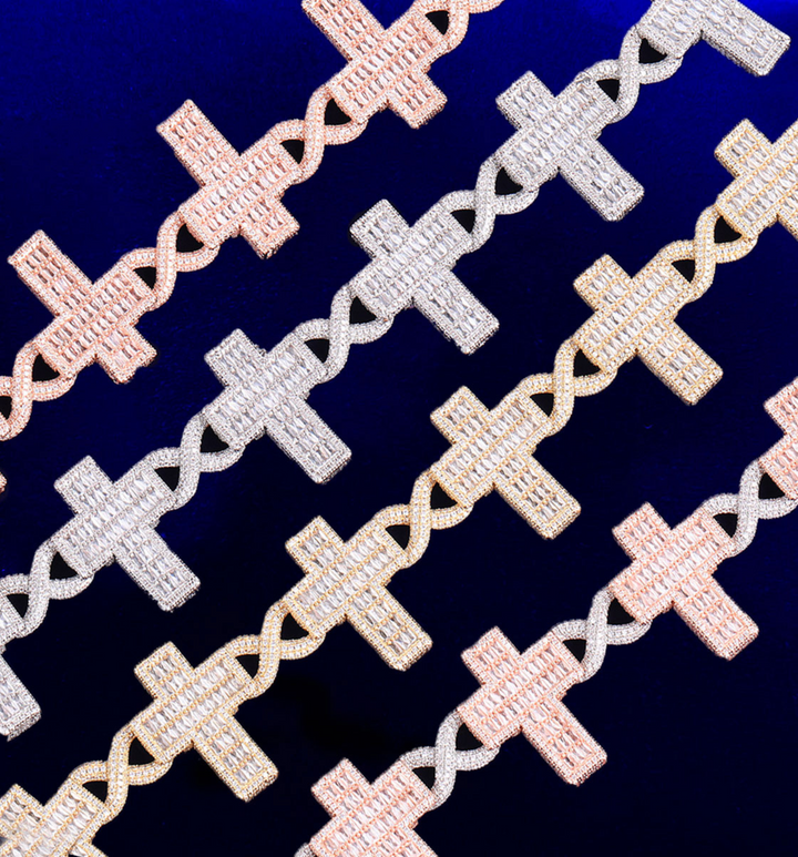 14mm Cross Infinity Link Iced Out Diamond Necklace Chain