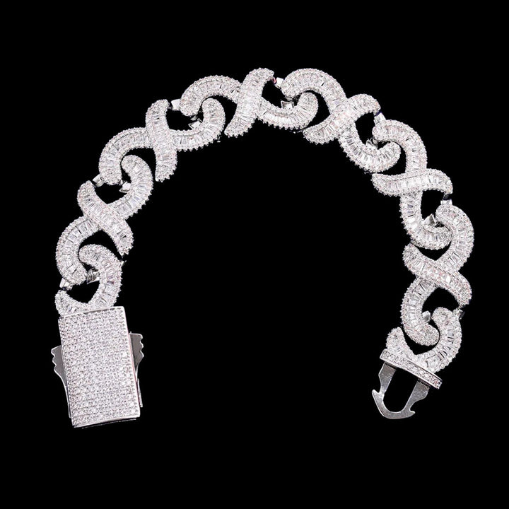 NEW | 20MM Infinity Link Iced Out Diamond Necklace Bracelet Set
