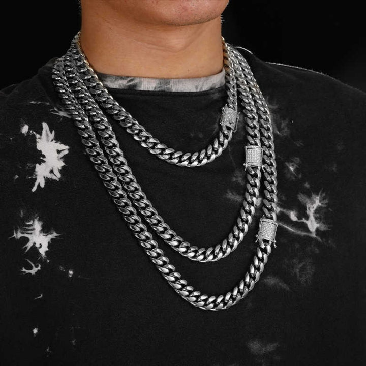 NEW | 6MM-20MM Iced Prong Lock Clasp Luxury Stainless Steel Necklace Chain