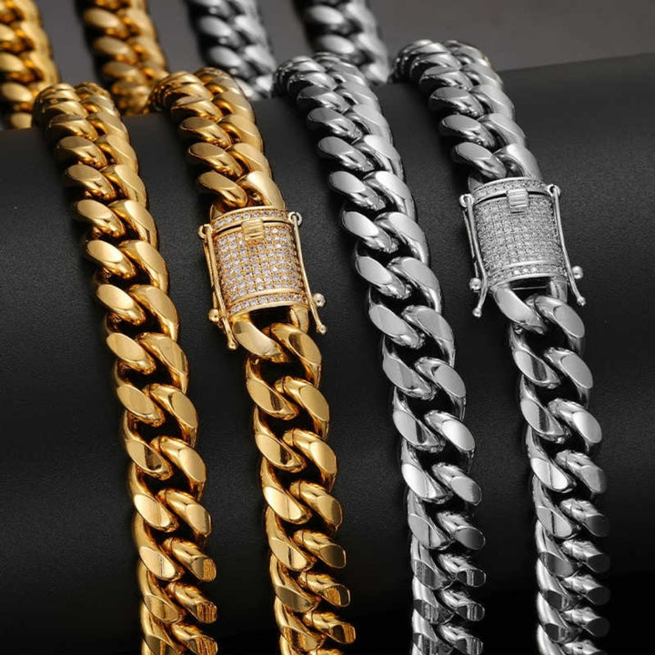 NEW | 6MM-20MM Iced Prong Lock Clasp Luxury Stainless Steel Necklace Chain