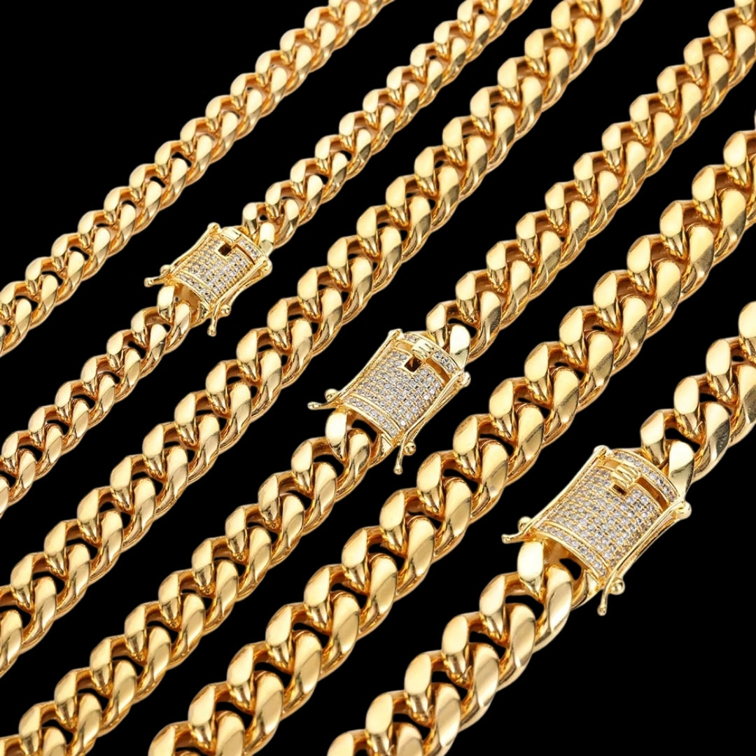 NEW | 6MM-20MM Iced Prong Lock Clasp Luxury Stainless Steel Necklace Chain